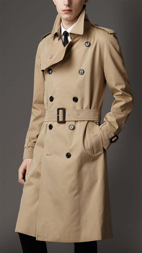 burberry long cotton gabardine trench coat mens